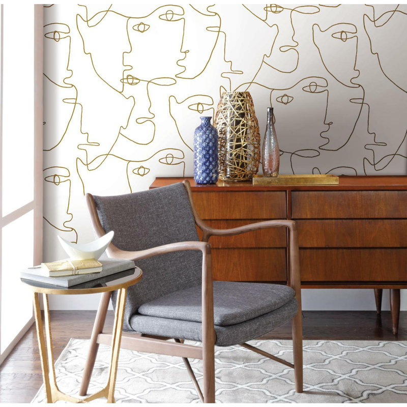 Abstract Peel & Stick Wallpaper Roll, Gold