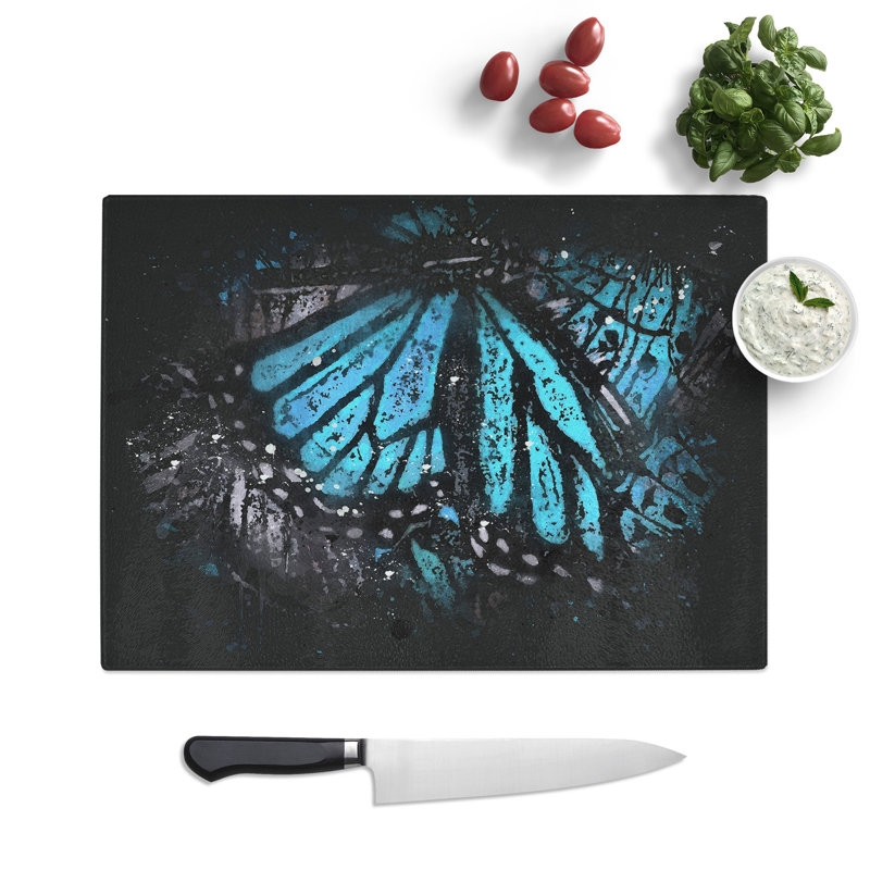 Tempered Glass the Blue Butterfly Effect Chopping Board, 20 cm x 28.5 cm