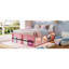 Grands lits en bois peu encombrants avec rangement, design moderne rose et blanc
