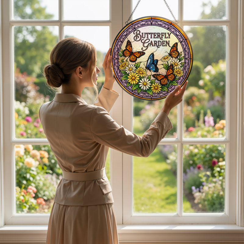 Vitrail de jardin en verre coloré 12 "H, H 12 po x l 12 po