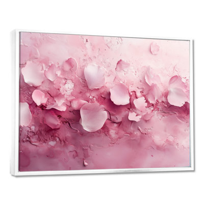 Soft Rose Petal Rain I - Pink Floral Framed Wall Art
