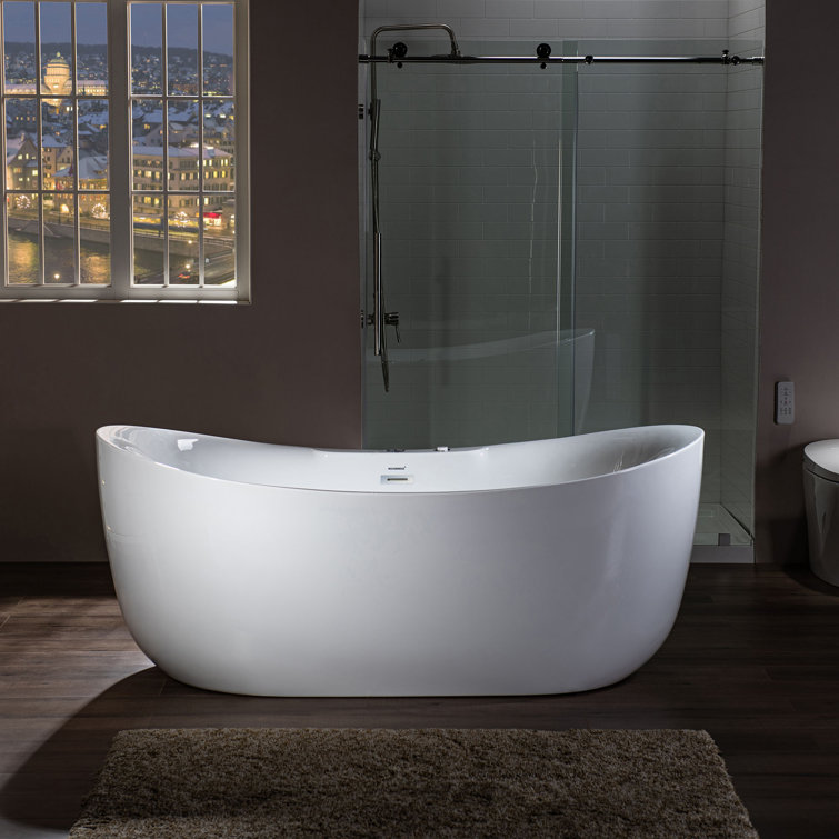 ᐅ【WOODBRIDGE 72 x 35-3/8 Whirlpool Water Jetted and Air Bubble  Freestanding Heated Soaking Combination Bathtub with LED control panel ,  BJ400-WOODBRIDGE】