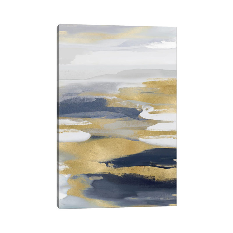 Intuition Blue And Gold I by Jackie Hanson - Wrapped Canvas Print, 101.6 cm H x 66.04 cm W x 3.175 cm D