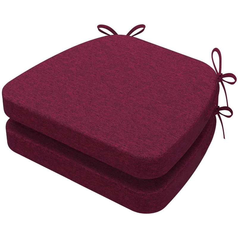 Coussin de chaise de salle à manger en forme de D 17 po x 16 po x 2 po, 2, Rouge vin foncé