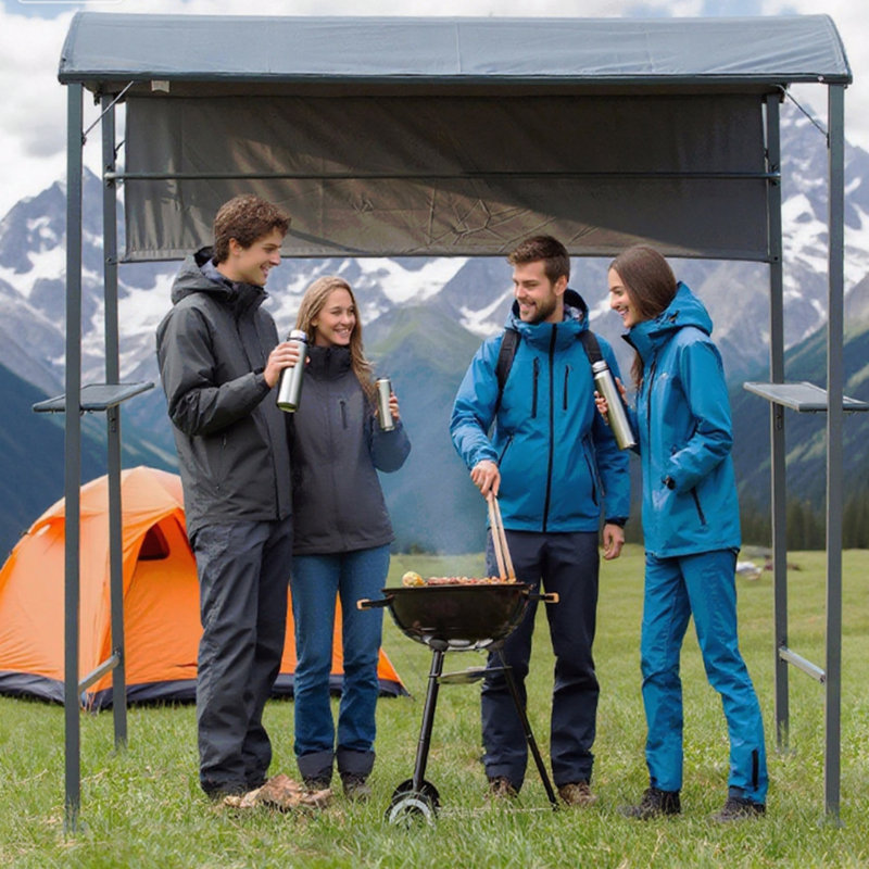 Barbecue, abri de soleil pour barbecue avec auvent latéral