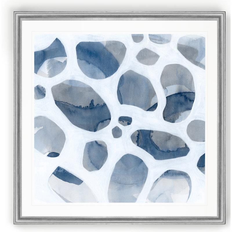 Lacuna I, peinture sur toile, Cadre argenté, H 30,5 po x l 30,5 po x P 1,5 po