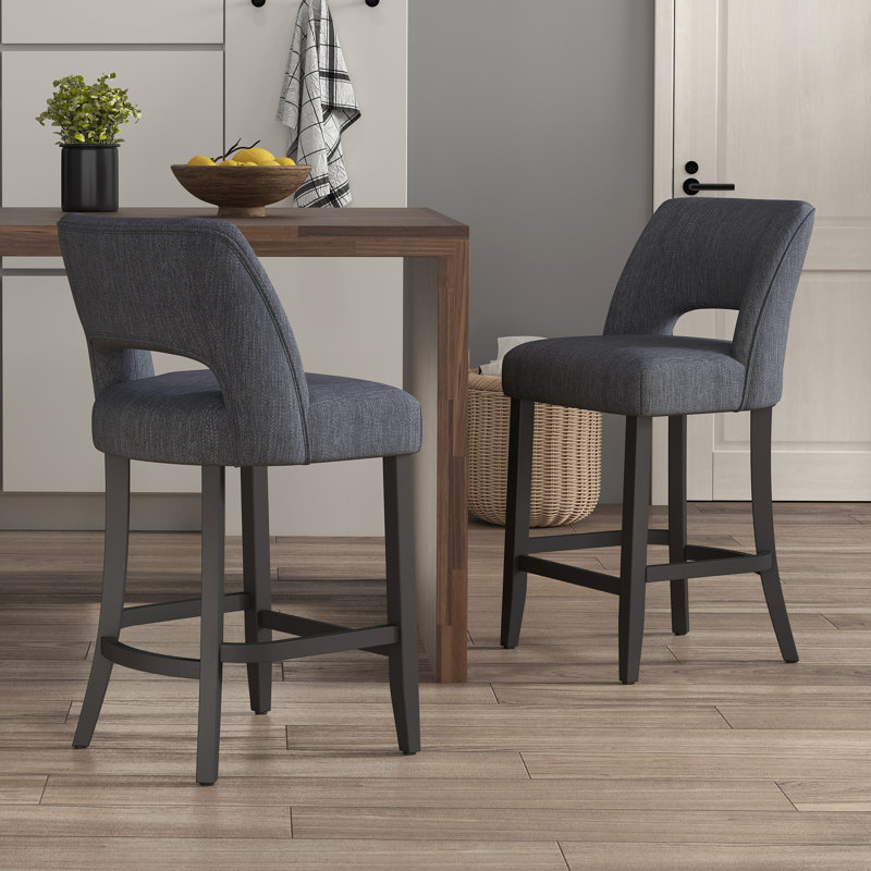 Tabouret de bar Bisto, Pieds noirs gris foncé