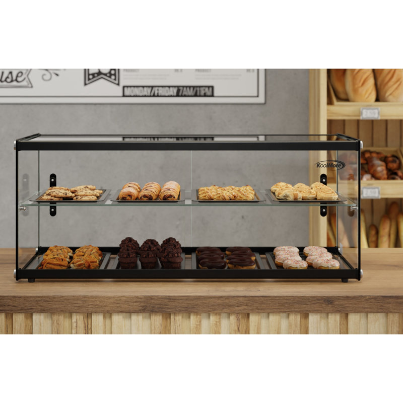 Vitrine à pâtisserie 36 po à 2 niveaux avec tablette et porte coulissante, 4,2 pi³ pi. Capacité, homologué ETL (km-DC-4CSBK)