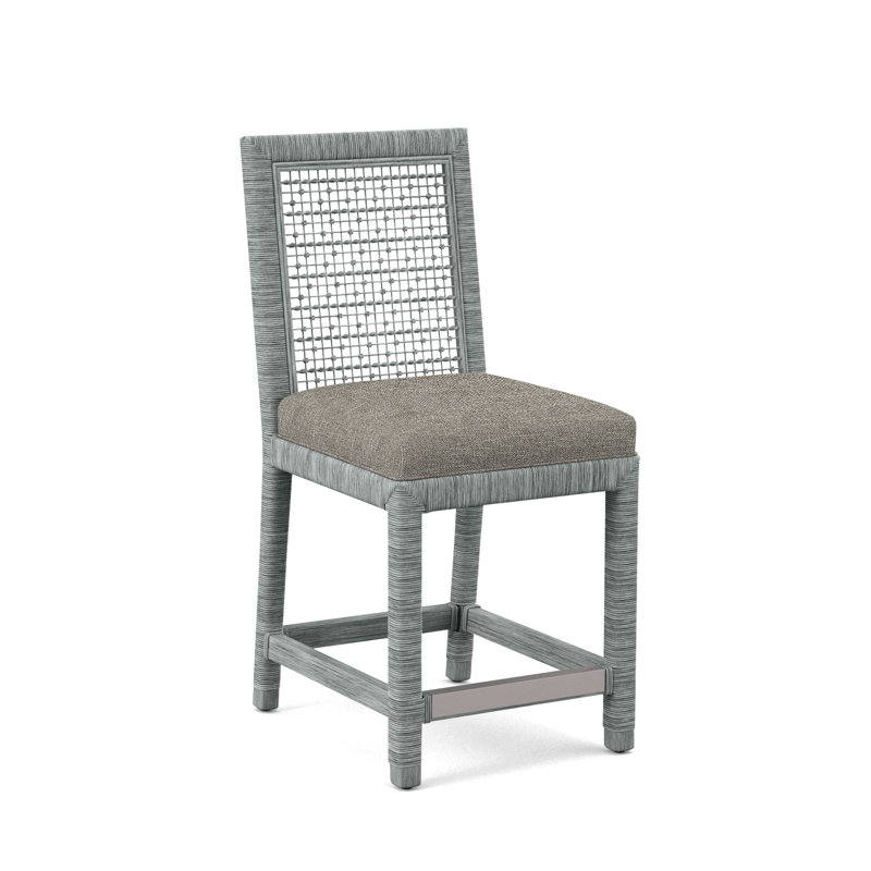 Pine Isle 24" Counter Stool, Sunbrella Beige Pinstripe; 6205-74, Nickel