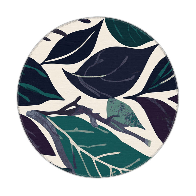 Midnight Bloom Indoor And Outdoor Area Rug, Round 5'
