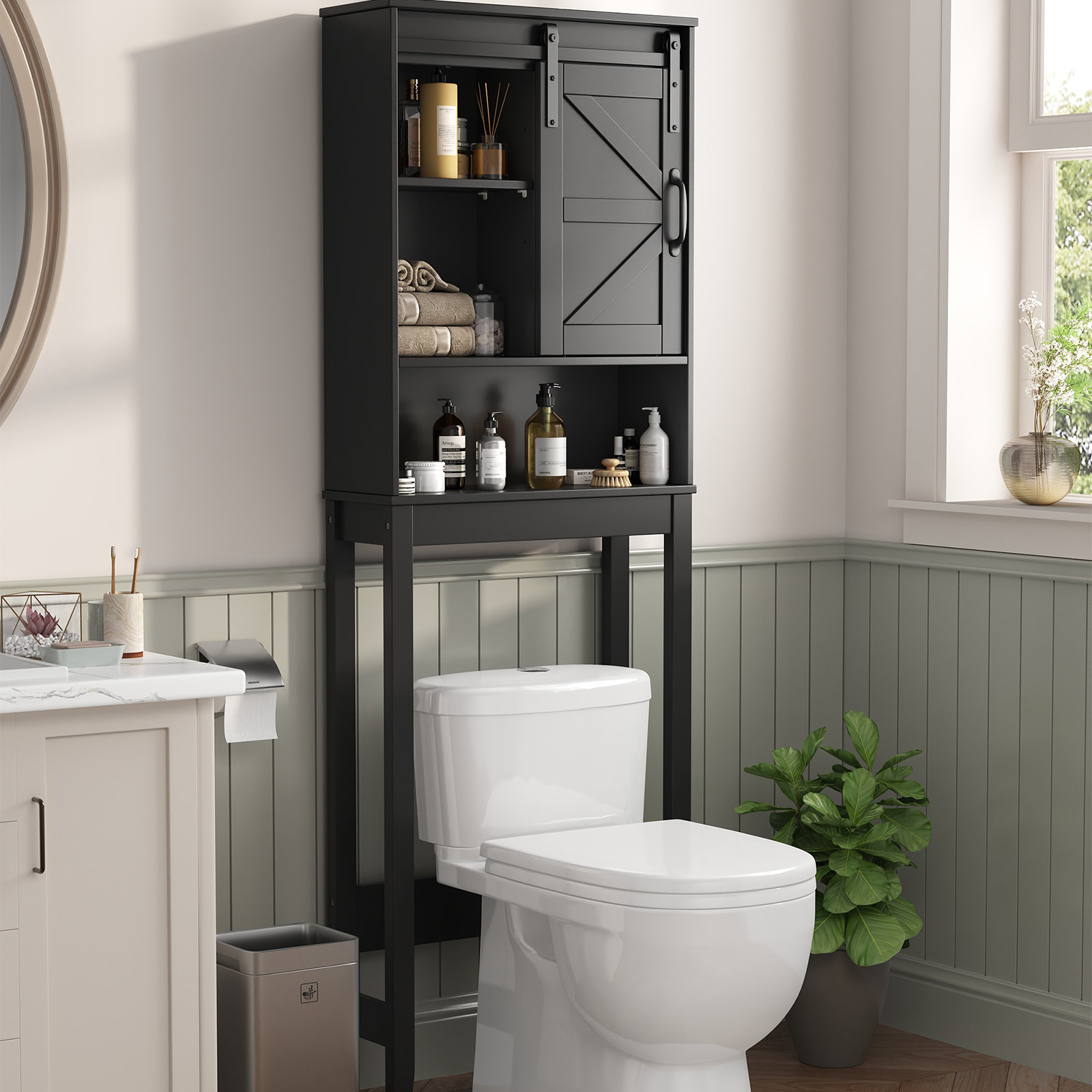 Gracie Oaks Over The Toilet Storage Cabinet, Farmhouse Bathroom Cabinet ...