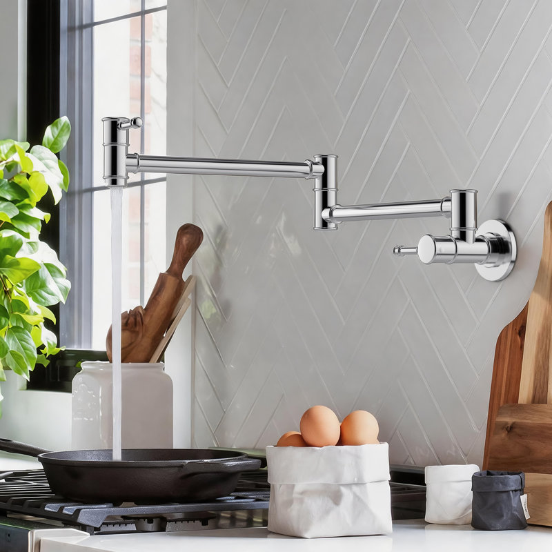 Robinet de cuisine mural, Chrome poli