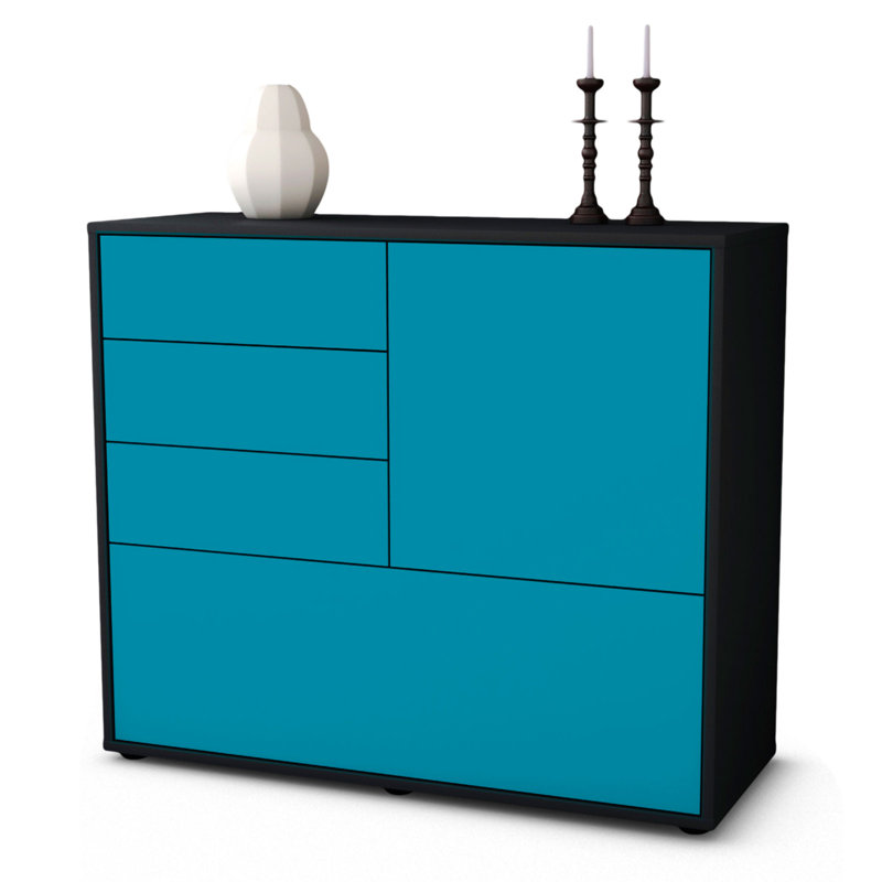 Redondo 92cm Sideboard, Anthracite/Turquoise