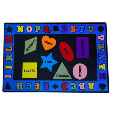 KidCarpet Shapes with the Alphabet Classroom Rug 7'6" x 12' Rectangle, Educational Learning Rug for Children's Classroom | Area Rugs for Kids Playroom