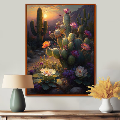 Cactus dans le désert I - montagnes, art mural