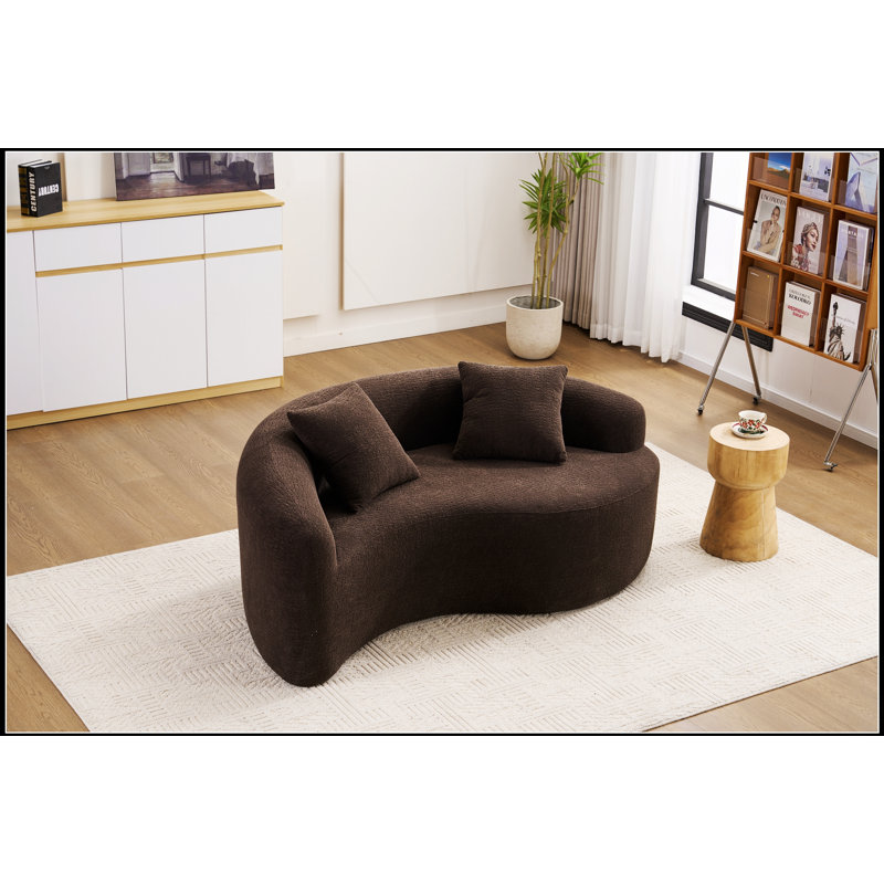 Causeuse éponge à compression complète, canapé à double profondeur courbé en S, chenille brune modulaire pour les petits espaces et la méditation, 66,9 L, 400 lb