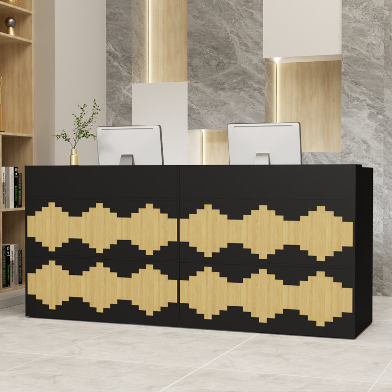 Bureau de réception, comptoir avant, comptoir de vente au détail moderne, bureau d'ordinateur
