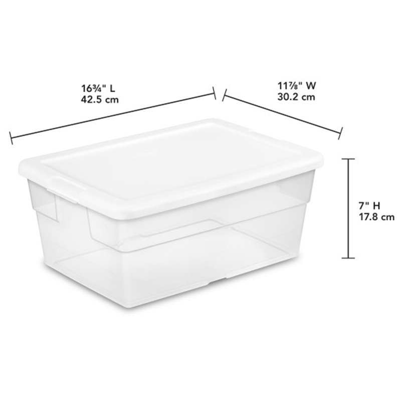 Sterilite 16 Quart Clear Plastic Stacking Storage Container Box w/ Lid