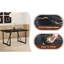 Table industrielle avec pieds en métal noir, 55 * 31,4, pour 4 à 6 personnes, bureau de travail, cuisine, terrasse, accessoire de salle à manger, plateau épais de 1,5 po, conception simple et moderne, terrasse-118577371