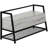 Grey Laminate 42" Rectangular Hallway Bench With Black Metal Clasps Base For Entryway And