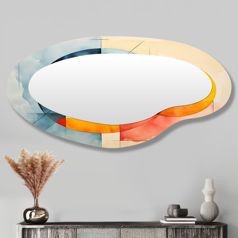 Cubic Soft Tiles V - Miroir mural géométrique abstrait à formes asymétriques