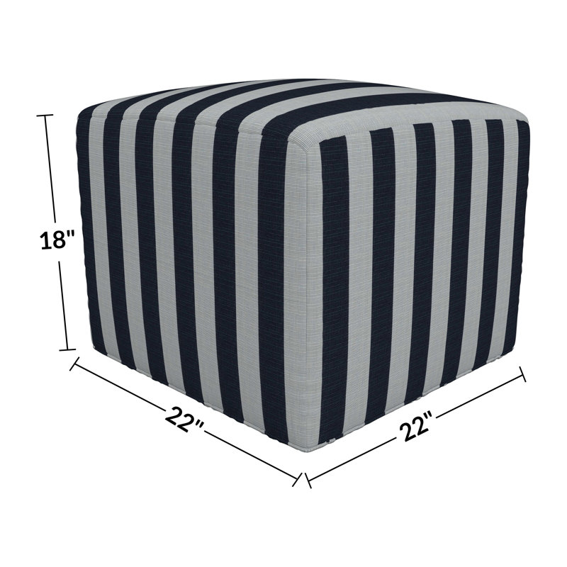 Repose-pieds rembourré Praia Sunbrella, Sunbrella® rayé à brume expressive, H 18 po x l 22 po x P 22 po
