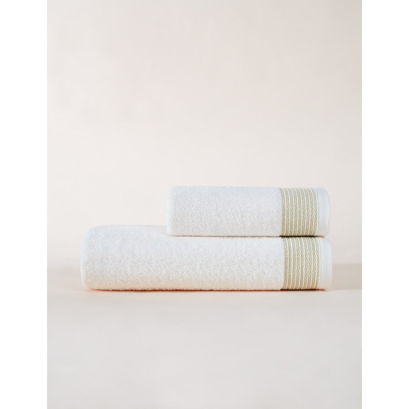 Towel Set (2 Pieces), Yellow/White