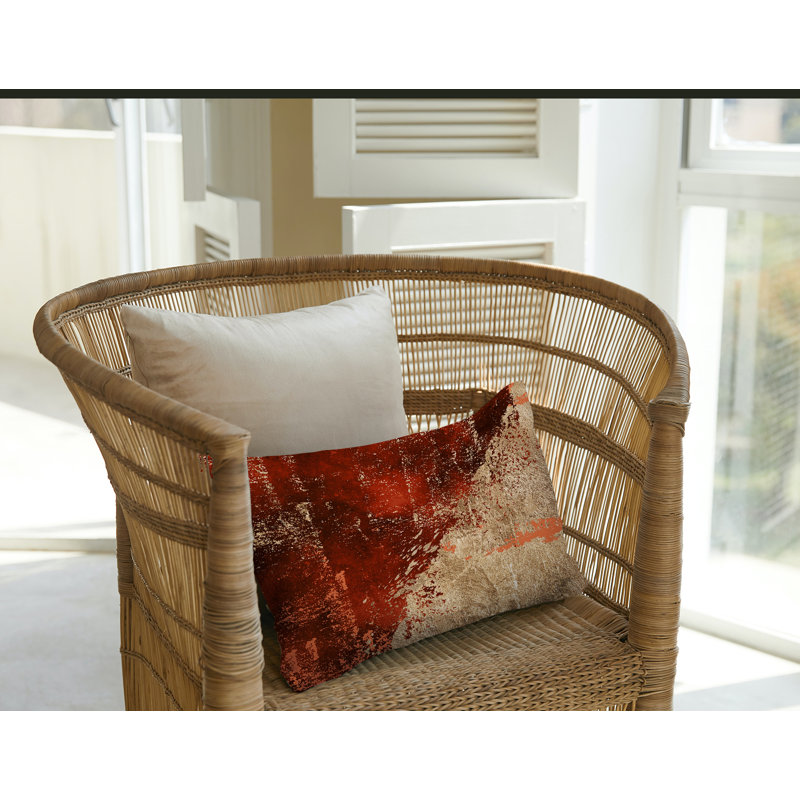Coussin lombaire abstrait intérieur / extérieur, Orange / doré