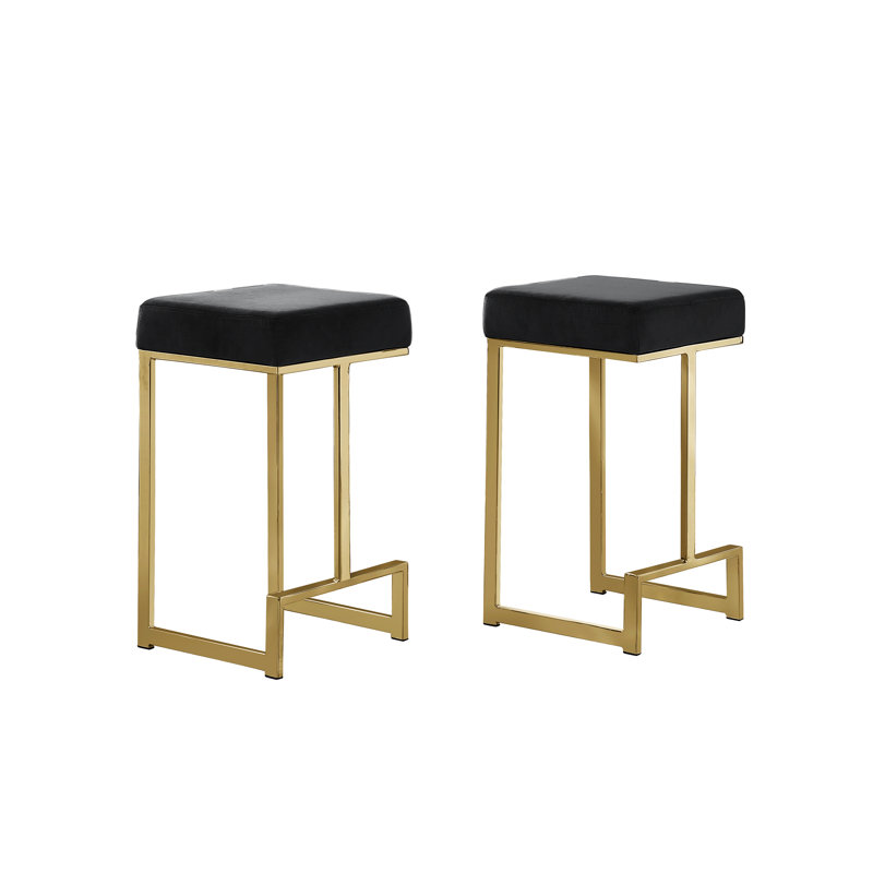Tabouret de bar et de comptoir John-Henry, Noir, Tabouret de comptoir (siège d'une hauteur de 25 p, Or