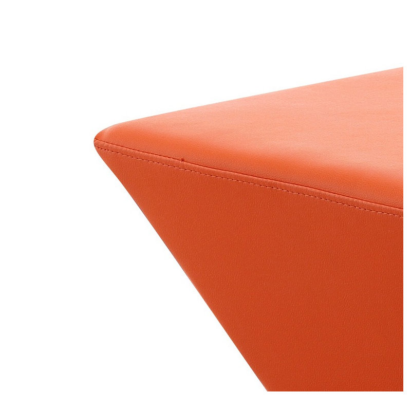 Vibrant Orange Diamond Vegan Leather Ottoman With Metal Base | Gift Idea