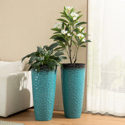 Ensemble de 2 pots à fleurs surdimensionnés en plastique PP et pierre
