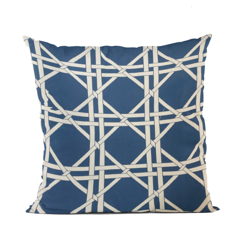 DaVinci Geometric Outdoor Reversible Throw Pillow, 26" x 26", Blue/White, Euro Pillow
