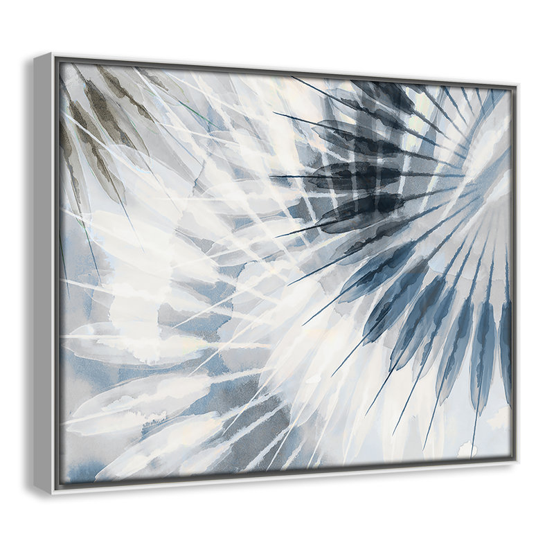Dance of the Rays I - Blue Version Print par Eva Watts, Blanc, H 12,5 po x l 15,5 po