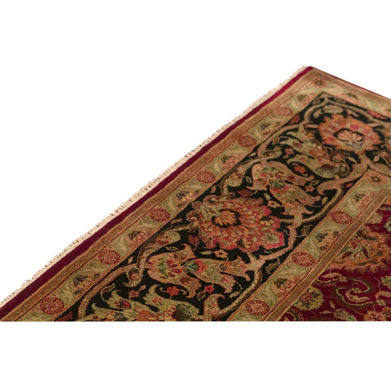 Tapis noir / vin / or noué à la main de conception unique 9 pi 1 po x 12 pi 4 po