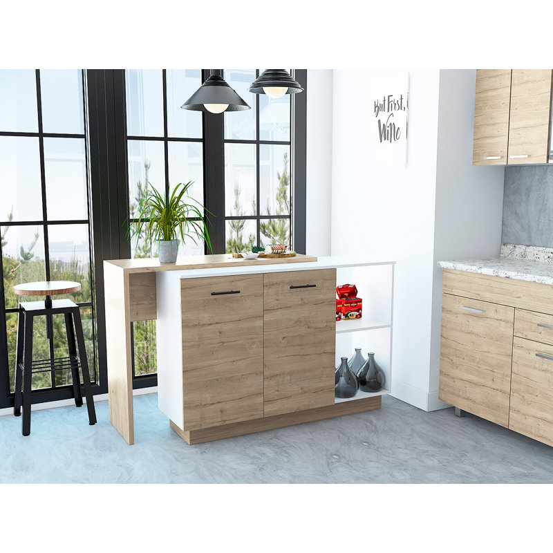 Chesterfield 2-Shelf 1-Drawer 3-Division Kitchen Island White, White