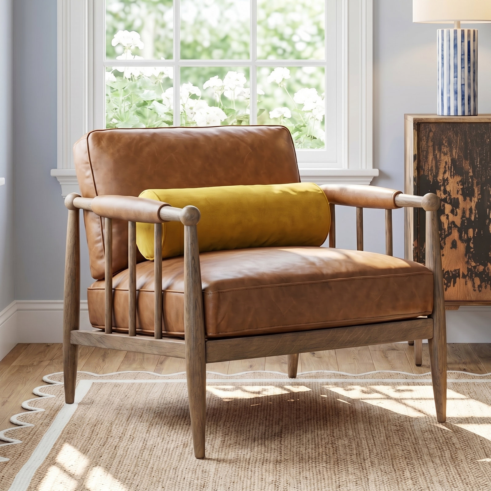 Warren Chair, Mahogany Leather