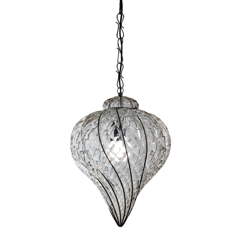 Goccia 1 - Light Dark Steel Unique/Statement Pendant, Clear Crystal Baloton