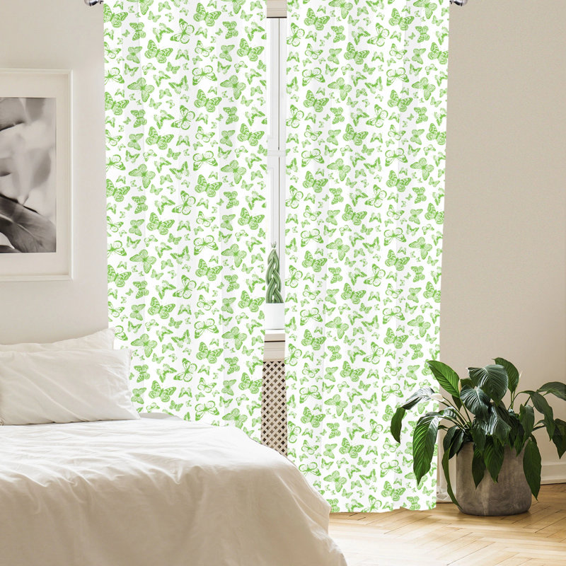 Butterfly Semi-Sheer Rod Pocket Curtain Panels, 28" x 63"
