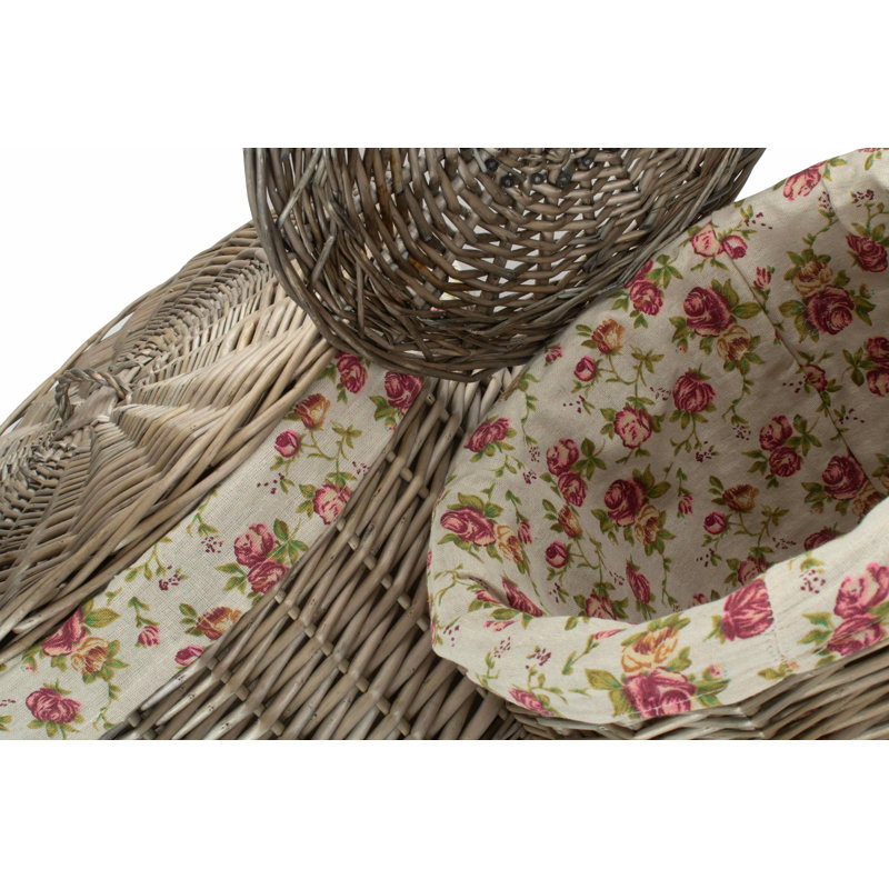 Wicker Laundry 2 Piece Basket Set with Garden Rose Lining