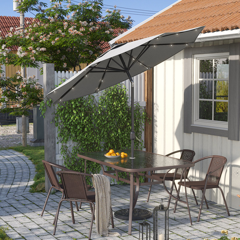 Olympia 3m Traditional Parasol with LED Light(single umbrella without base), Light Grey