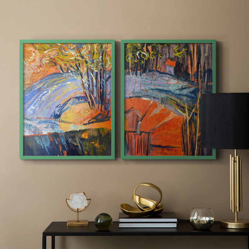 «Cadmium Winter Solstice III», reproduction encadrée de qualité supérieure - prête à être accrochée - aucun clou requis - aucun clou requis