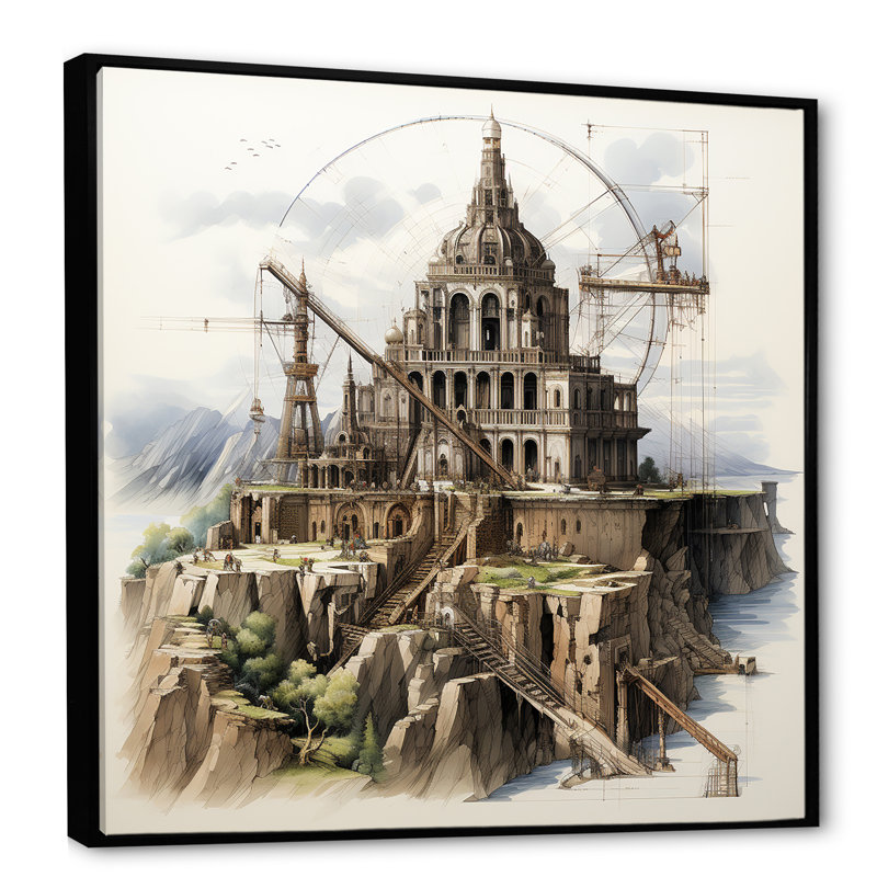 «Alytic dessin of A Monuments I », reproduction sur toile, Cadre flottant noir, H 30 po x l 30 po x P 1 po