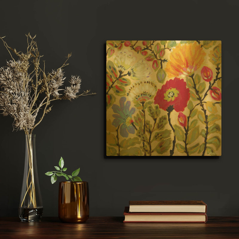 «Autumn Fresh Garden» par Karen Fields, art mural en métal doré, 12 po x 12 po, 12 po x 12 po