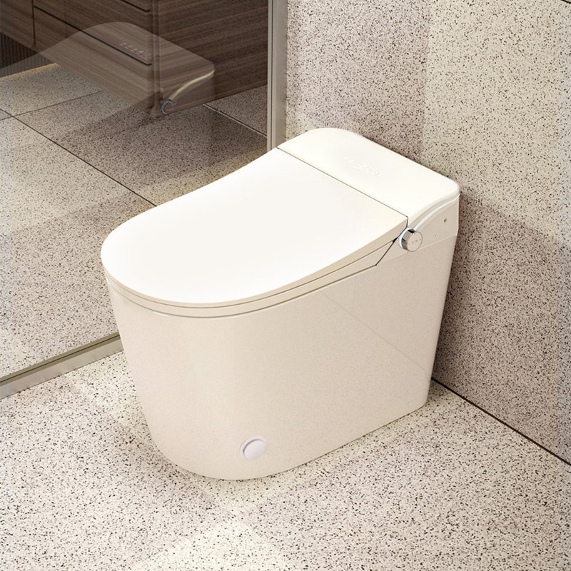 12" Rough-In 18.11"Seat Height Cream White Fully Automatic Smart Toilet for Small Bathrooms, with UV Sterilization, Sensor Lid Opening, Vortex Flush and Foam Shield
