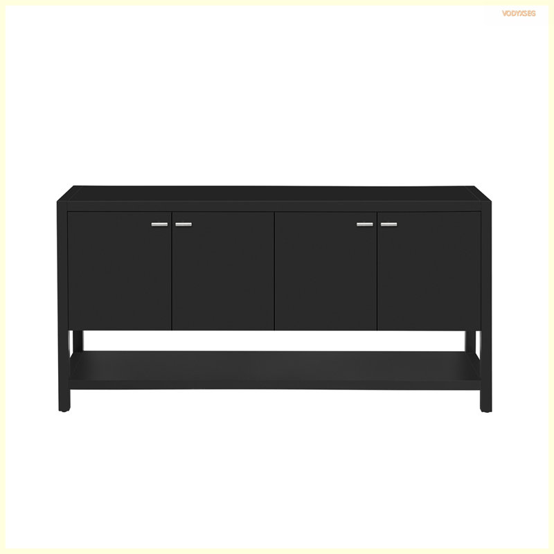 U-Style Functional Entryway Console Table with Ample Storage,Suitable for Study,Entrance and Living Room, Black