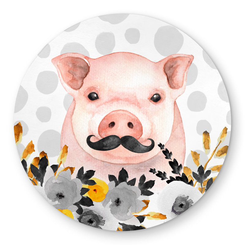 Little Disguised Pig Rug | Pink Round Farm Animal Decor