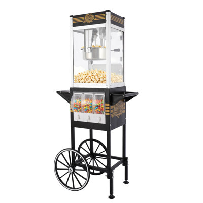 Vintage 12 Oz. Professional Popcorn Machine With Concession Cart, 33.6 Inches Tall, Makes 50 Cups Of Popcorn, Including Measuring Cup, Scoop And Serving Cups