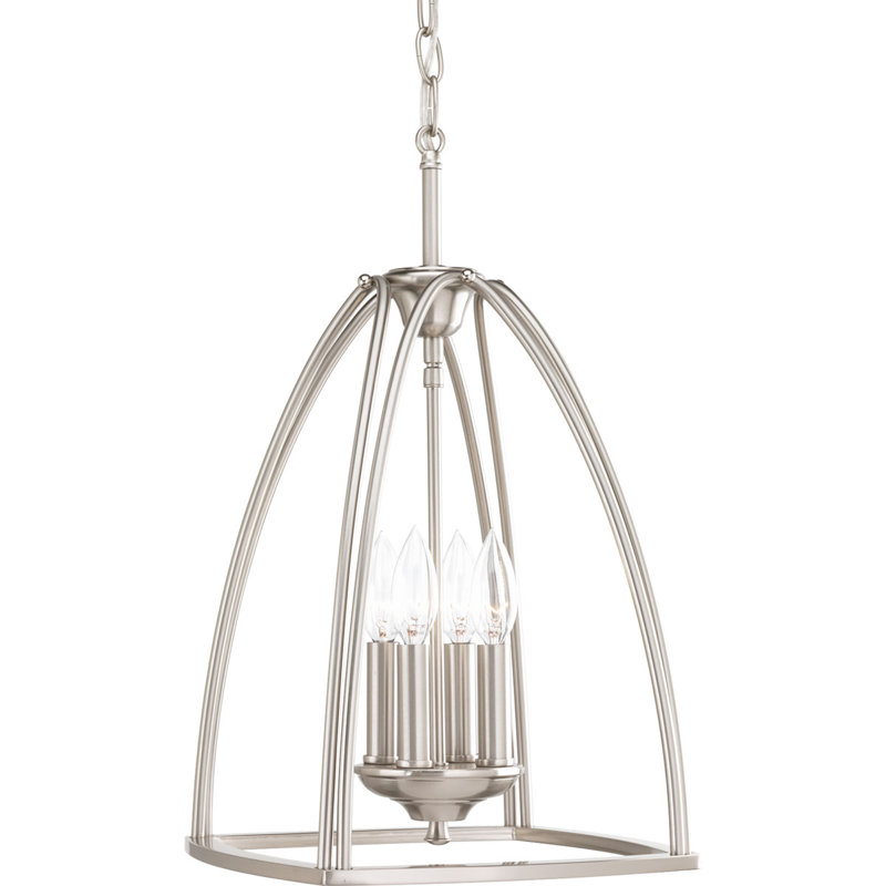 Adama 4 - Light Dimmable Lantern Cone Chandelier, 19.25" H x 11.88" W, Brushed Nickel