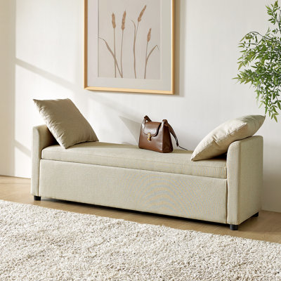 Aristides Modern 59.4" Wide Storage Bench with Two Pillows for Bedroom End of Bed King Size by Wade Logan