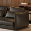 Canapé d'angle en L extra long, de style moderne, en similicuir, avec assise profonde et pieds en acier inoxydable